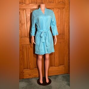NWOT Adonna Vintage 90s Robe Belt Midi Blue Women's Size L Large